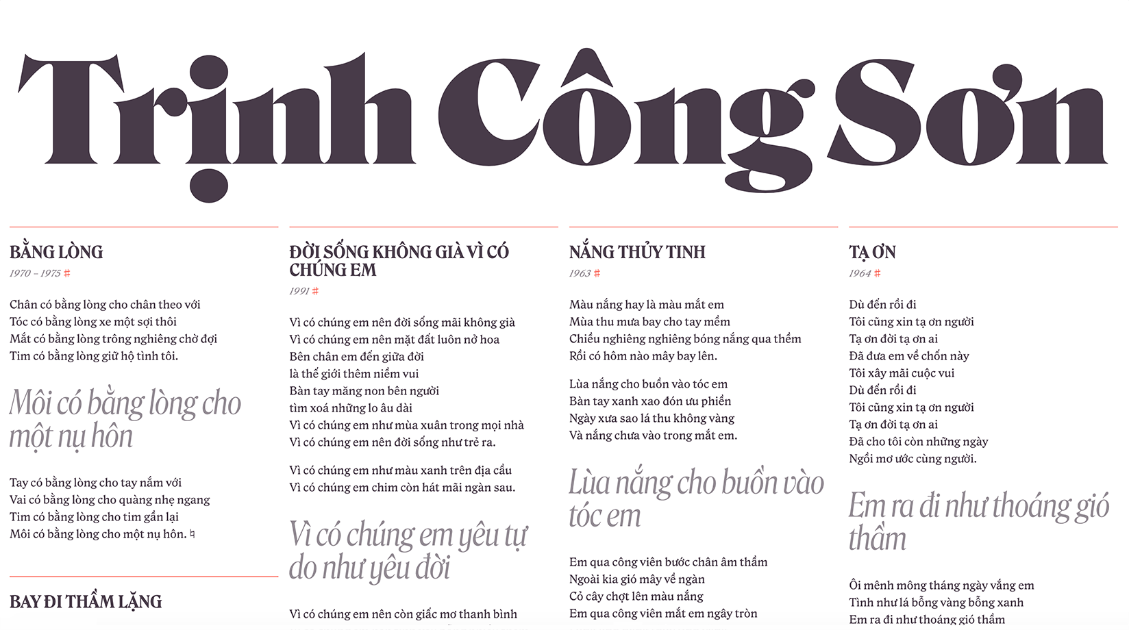 Trịnh Công Son’s Lyrics